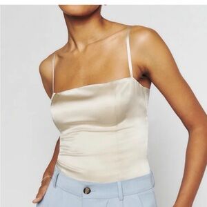 Reformation Cream Satin Camisole Top